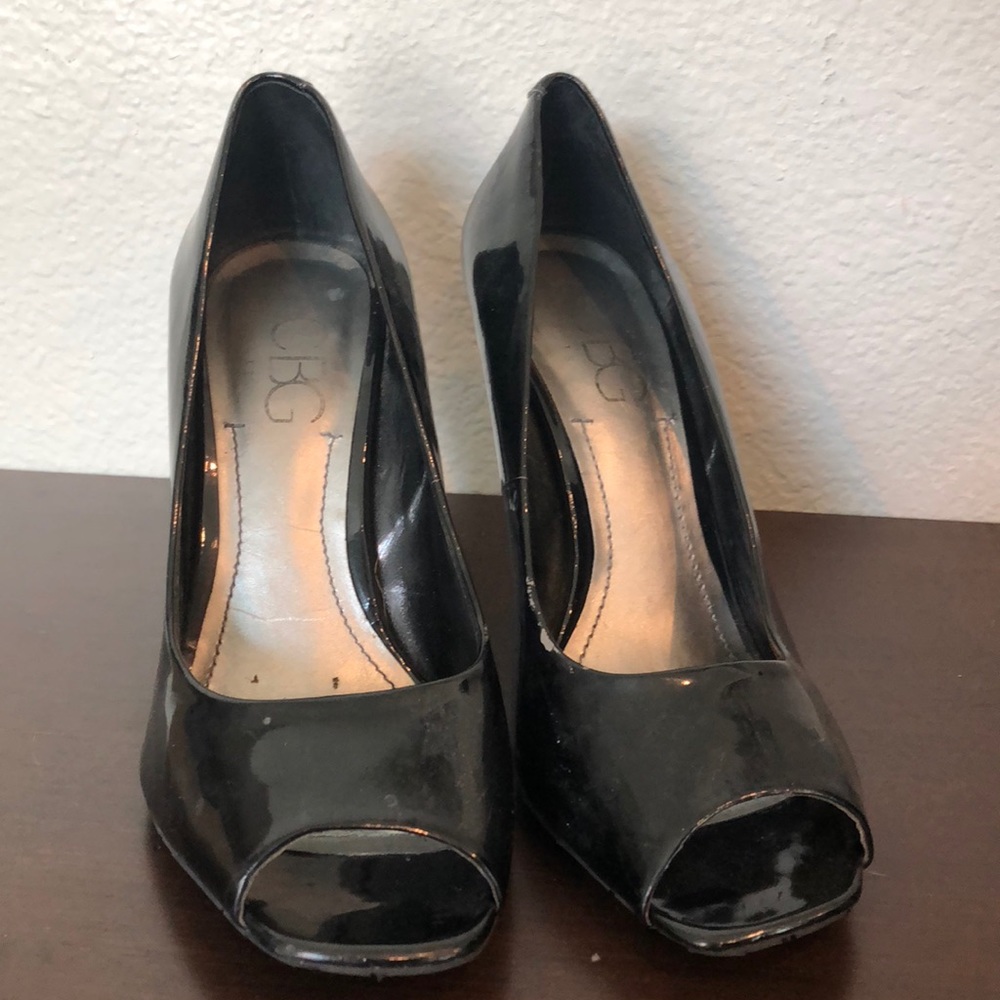 Patent Leather Peeptoe Heel